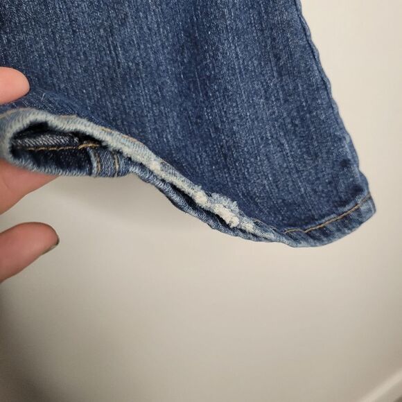 L.E.I. Sophia hipster flare blue factory fading jeans size 7 shirt - Picture 9 of 9